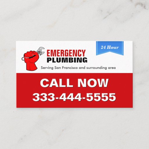 Customizable Plumber - Local Emergency Plumbing Services Business Card Templates