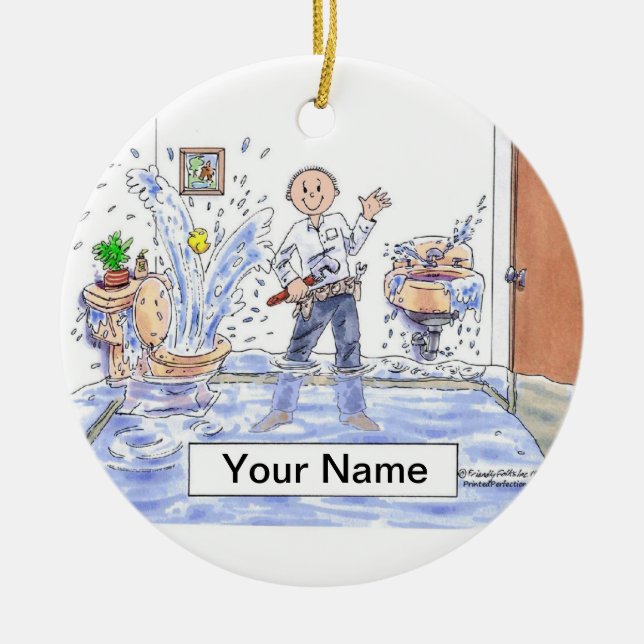 Plumber - Male Ceramic Ornament (Front)