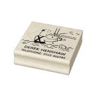 Plumber Mending a Pipe with Fish Rubber Stamp