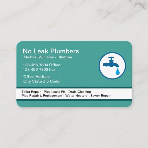 Plumber Modern Faucet Emblem Business Cards