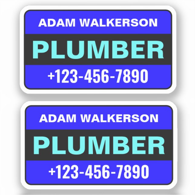 Plumber Name & Phone Number: Professional Plumbing Sticker (Front)