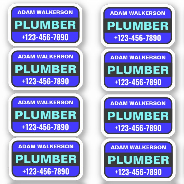 Plumber Name & Phone Number - Professional Service Sticker (Front)