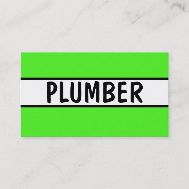 Plumber Neon Green Business Card (Front)