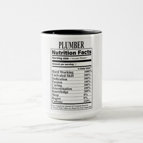 Plumber Nutrition Facts Mug