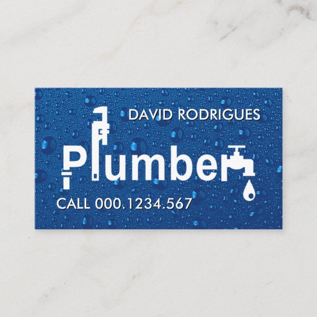 Plumber Pipe Signage Leaking Water Business Card (Front)