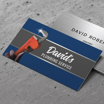 Plumber Pipe Wrench Professional Plumbing Navy Business Card by cardfactory at Zazzle