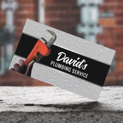 Plumber Pipe Wrench Professional Plumbing Service Business Card