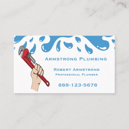 Plumber Pipe Wrench Water Business Card