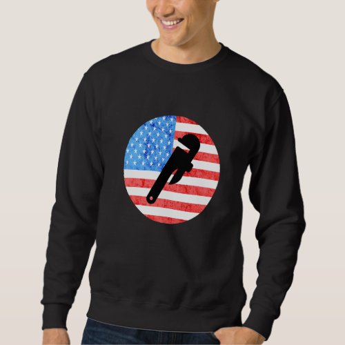 Plumber Pipe Wrenches Pipefitter American Flag Plu Sweatshirt