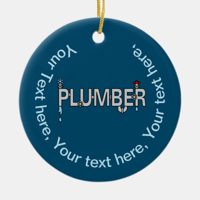 Plumber Pipes Ceramic Ornament (Front)