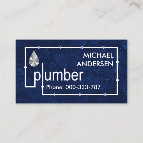 Plumber Piping Blue Water Grunge Business Card