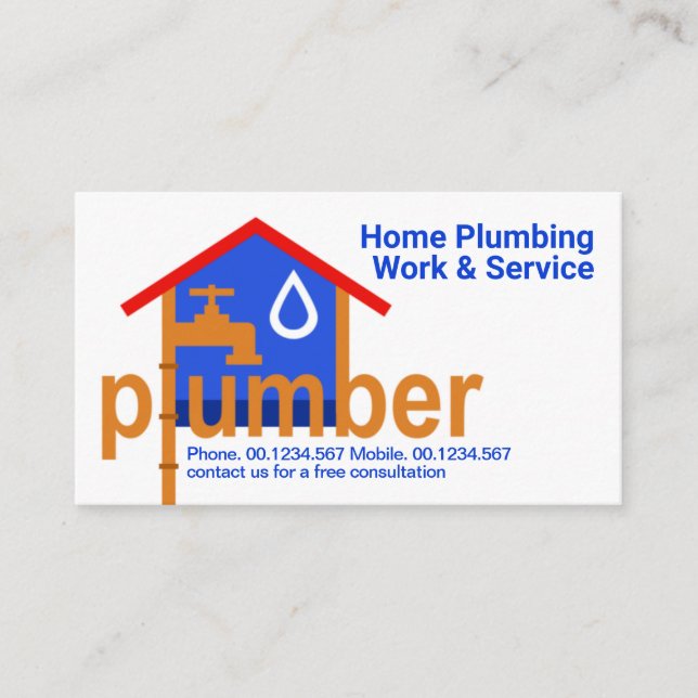 Plumber Piping Leaking Faucet Home Business Card (Front)