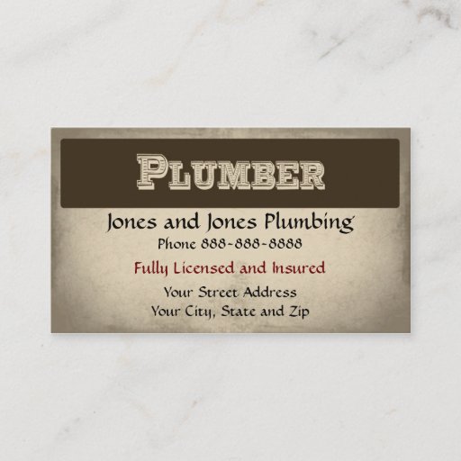 Customizable Plumber Plumbing Business Card