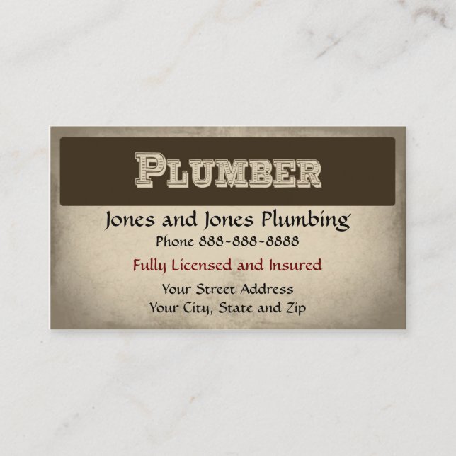 Plumber Plumbing Business Card (Front)