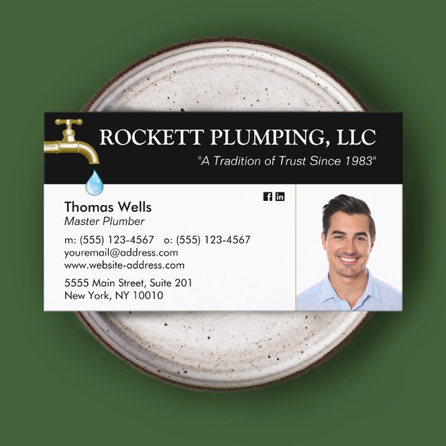Plumber Plumbing Dripping Faucet Photo  Business C Card (Creator Uploaded)