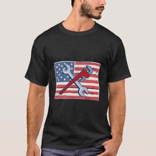 Plumber Plumbing For American Flag Patriotic T_Shirt