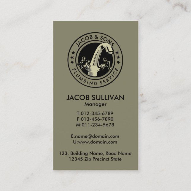 Plumber Plumbing Home Repair Business Card (Front)