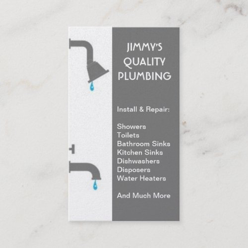 Plumber Plumbing Installation Service Repair Business Card