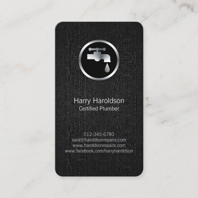 Plumber Plumbing Leaking Faucet Home Repair Business Card (Front)