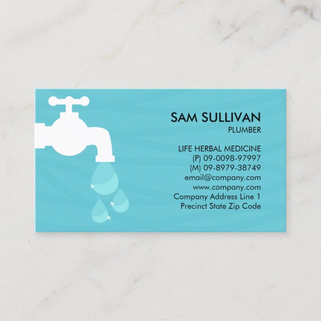 Plumber Plumbing Leaking Faucet Home Repair Business Card (Front)