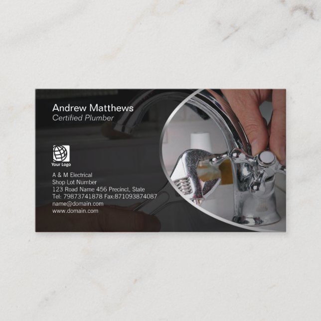 Plumber Plumbing Leaking Faucet Home Repair Business Card (Front)