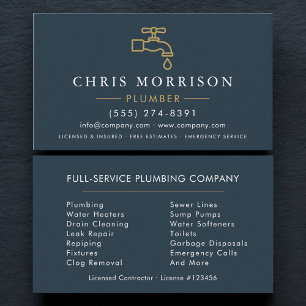 Plumber Plumbing Minimalist Business Card