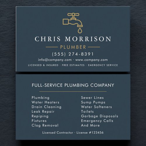 Plumber Plumbing Minimalist Business Card