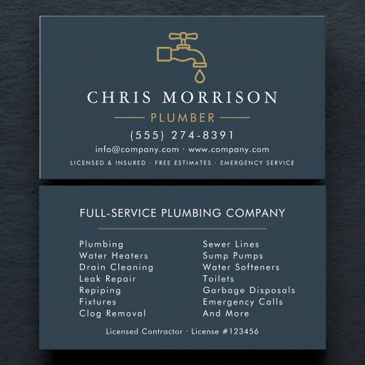 Customizable Plumber Plumbing Minimalist Business Card