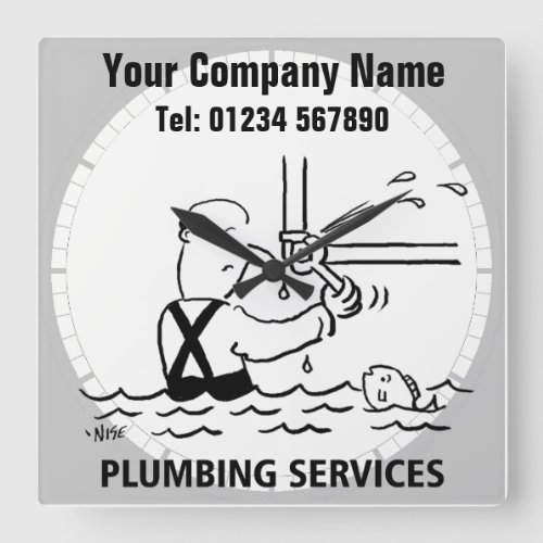 Plumber Plumbing or Heating Services Square Wall Clock