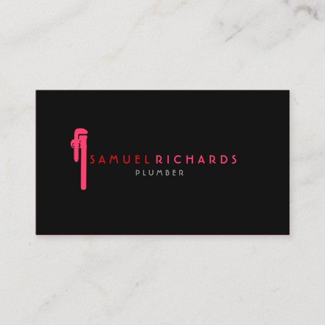 Plumber Plumbing Pipe Wrench  Business Card (Front)