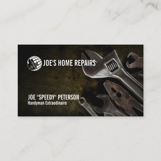 Plumber Plumbing Pipe Wrench  Business Card (Front)