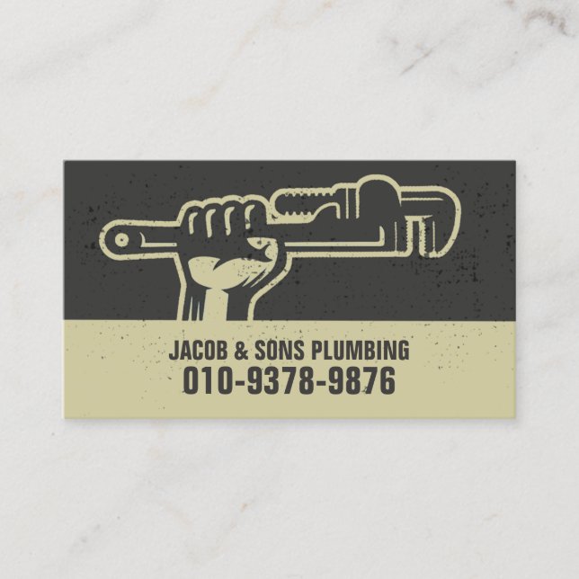 Plumber Plumbing Pipe Wrench  Business Card (Front)
