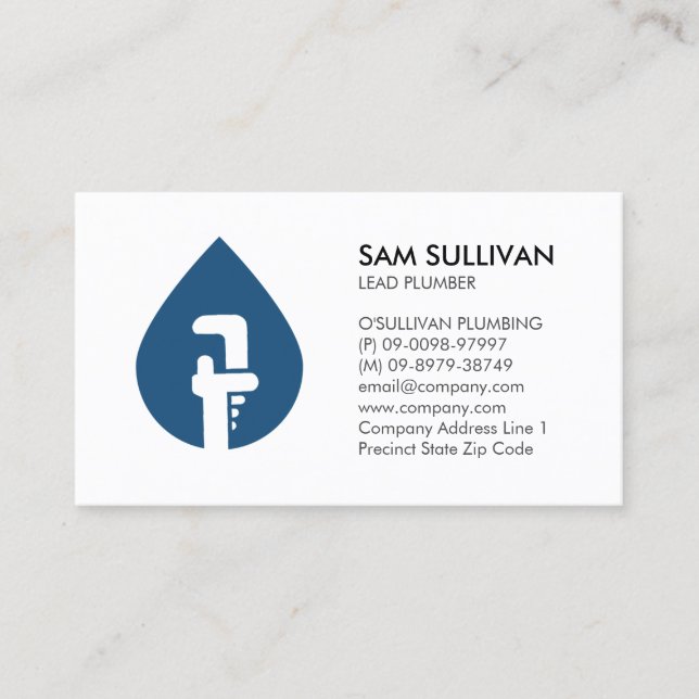 Plumber Plumbing Pipe Wrench  Business Card (Front)