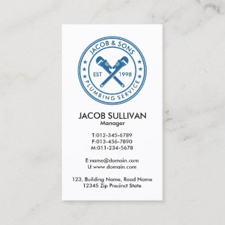 Plumber Plumbing Pipe Wrench  Business Card