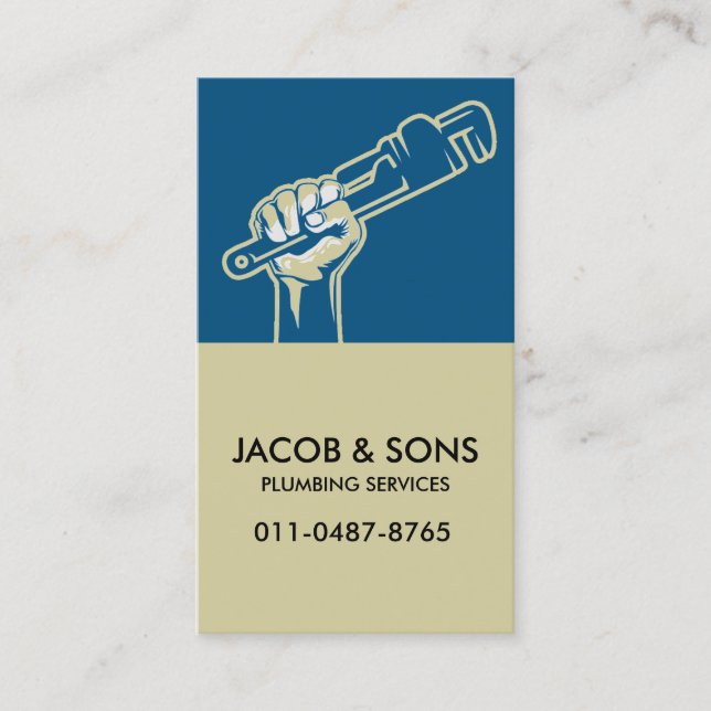 Plumber Plumbing Pipe Wrench  Business Card (Front)