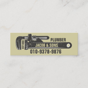 Plumber Plumbing Pipe Wrench Mini Business Card