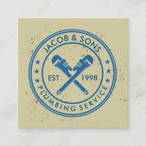 Plumber Plumbing Pipe Wrench  Square Business Card