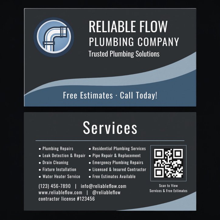 Plumber Plumbing QR Code Professional Business Card