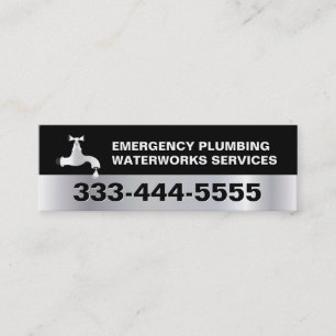 Plumber Plumbing Service Dark Silver Metal Look Mini Business Card