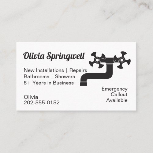 Plumber Plumbing Water Tap Business Card