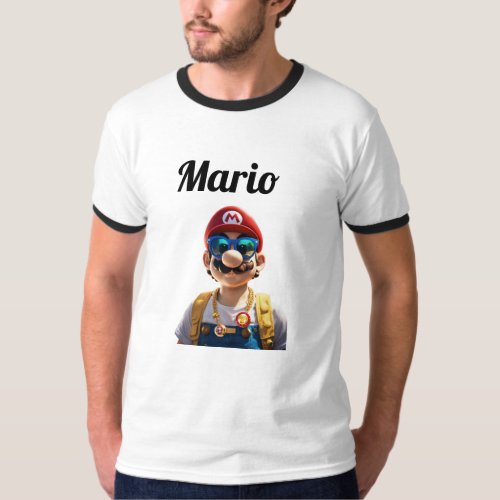 Plumber Power_Up Mario Print Tee   T_Shirt
