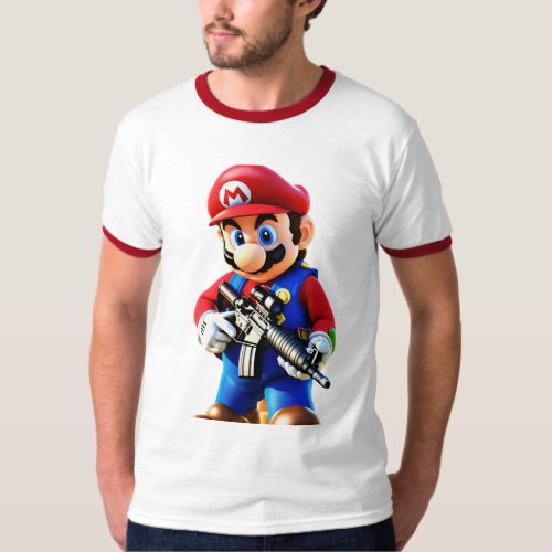 Plumber Power_Up Mario Print Tee   T_Shirt