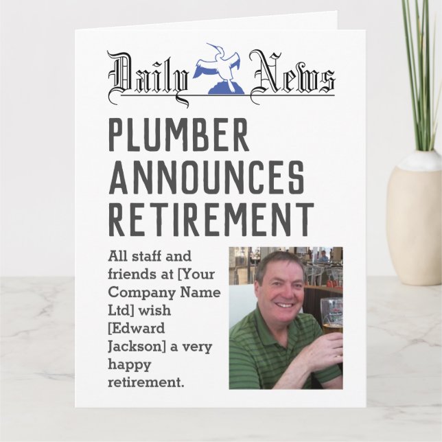Plumber Retirement Card to Personalize (Front)