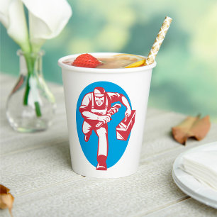 Plumber Running with Wrench and Toolbox Paper Cups