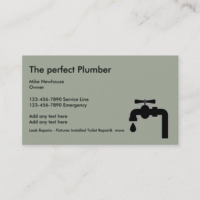 Plumber Service Business Cards (Front)