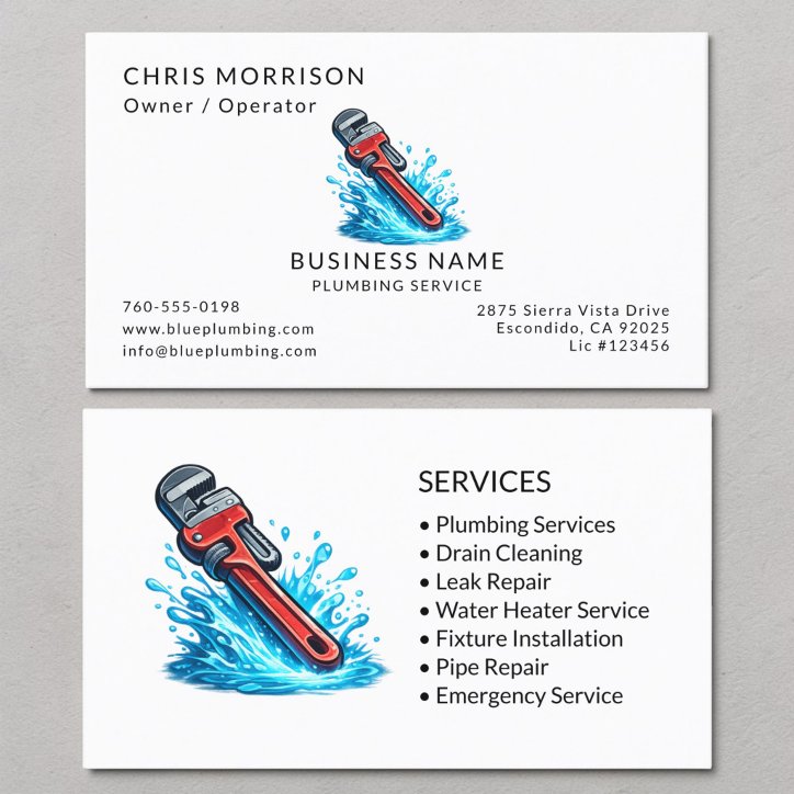 Plumber Service Professional Business Card