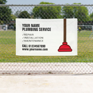 Plumber services drain plunger business logo banner