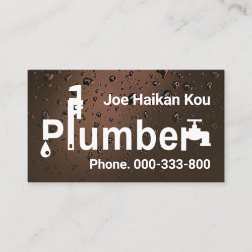 Plumber Signage In Rusty Waterdrops Business Card