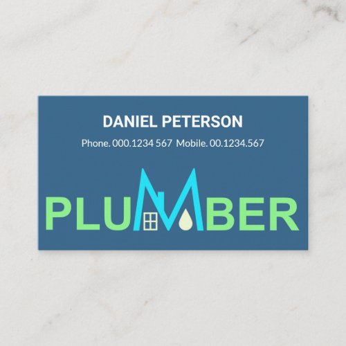 Plumber Signage Leaking Water Drop Plumbing Business Card