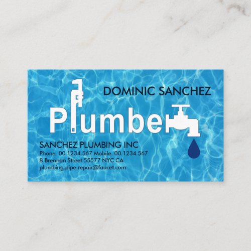 Plumber Signage On Water Reflection Business Card